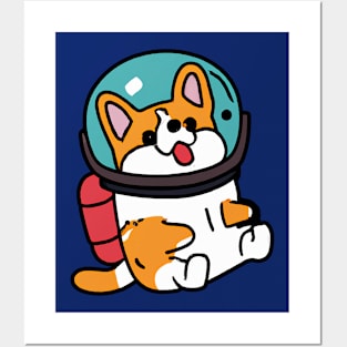 Corgi Cosmonaut Dog Lover Puppy Retro Posters and Art